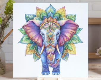 Elephant Greeting Card Mandala Illustration African Animals Blank Card Set 148mm Square Card Elephant Birthday Card Elephant Gift