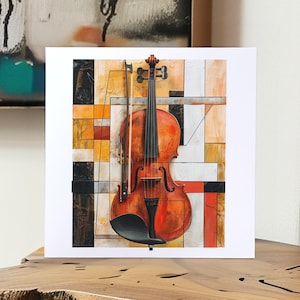 Abstract Violin Art Card – Modern String Instrument Design – Music Lover Gift – Thank You Teacher - Birthday