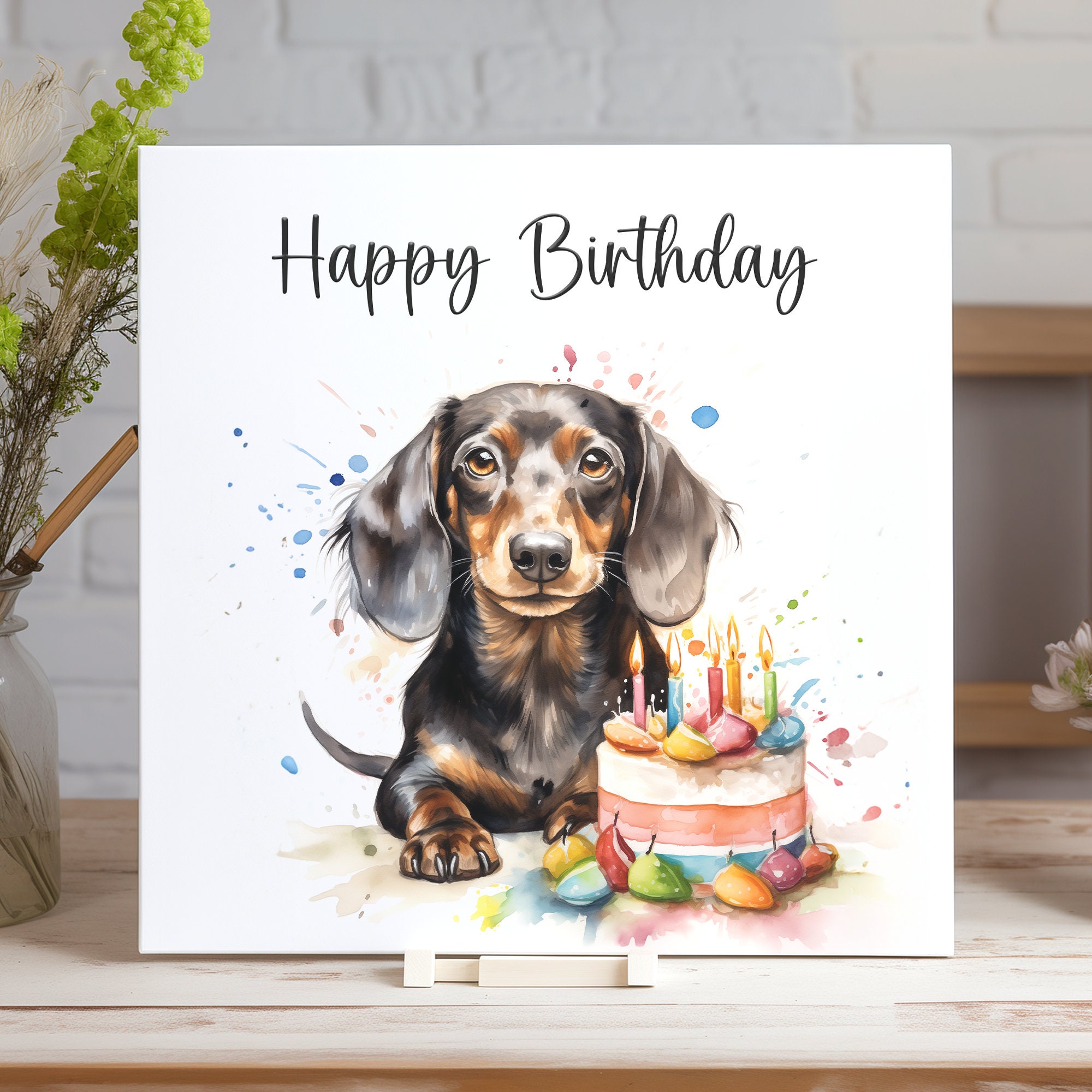 Dachshund Birthday Card Sausage Dog, Personalised Greeting Card for Dog ...