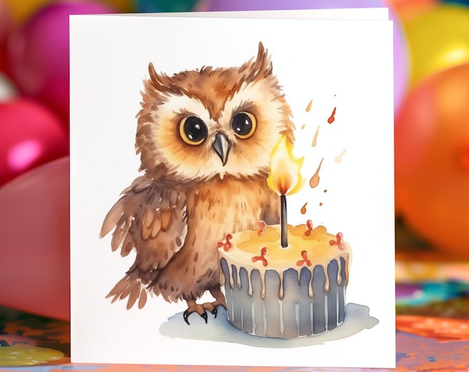 Owl Birthday Card, Birthday Card, Pretty Owl Card, Owl Gift, Card for ...