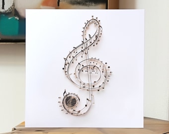 Treble Clef Card For Music Teacher Thank You Card 148mm Square Greeting Card Mix and Match Illustrations Blank Cards Contemporary Art