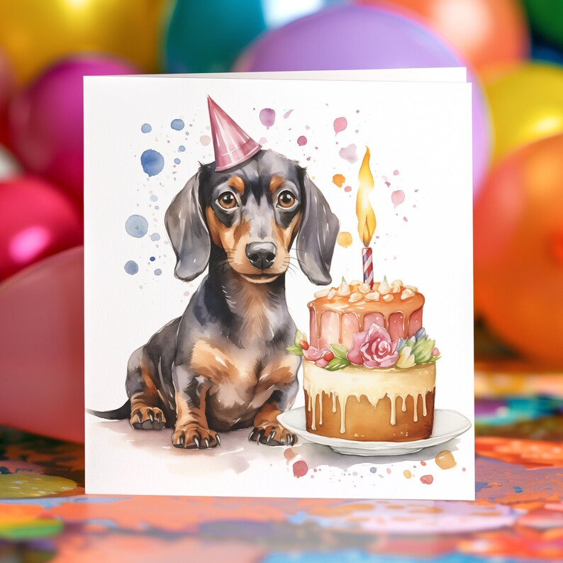 Dachshund Birthday Card Sausage Dog, Personalised Greeting Card for Dog ...