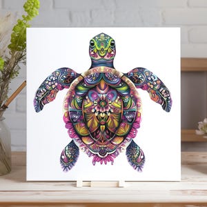 Mandala Turtle Birthday Card Personalised Custom Animals Blank Card Set Greeting Card Turtle Thank You Card Congratulations Flowers