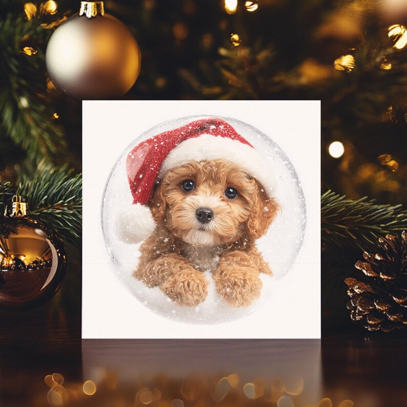 Cavapoo Christmas Card Snow Flake Festive Card Personalised Custom Xmas ...