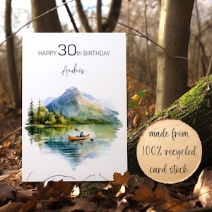 Canoe Adventure Birthday Card: Mountain Outdoors Greeting, Blank or Personalised Inside