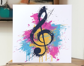 Treble Clef Card For Music Teacher Thank You Card 148mm Square Greeting Card Mix and Match Illustrations Blank Cards Contemporary Art