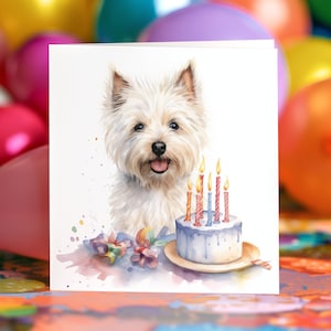 Westie Geburtstagskarte: Hundeliebhaber Grußkarte, leer oder personalisiert innen, West Highland White, Haustierkarte