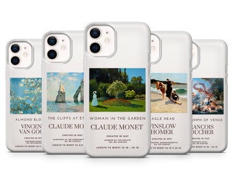 Étui pour téléphone avec peinture célèbre pour iPhone 12 Pro/Max, 12 Mini, 7/8/SE, X/Xs, Xr, 11/Pro C10