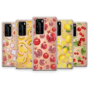 Fruit Illustration Phone Case Abstract Food Clear Gel Cover Fits for HWei P10, Mate 20/40, P20, Mate 30, P30, P40 J1 A6