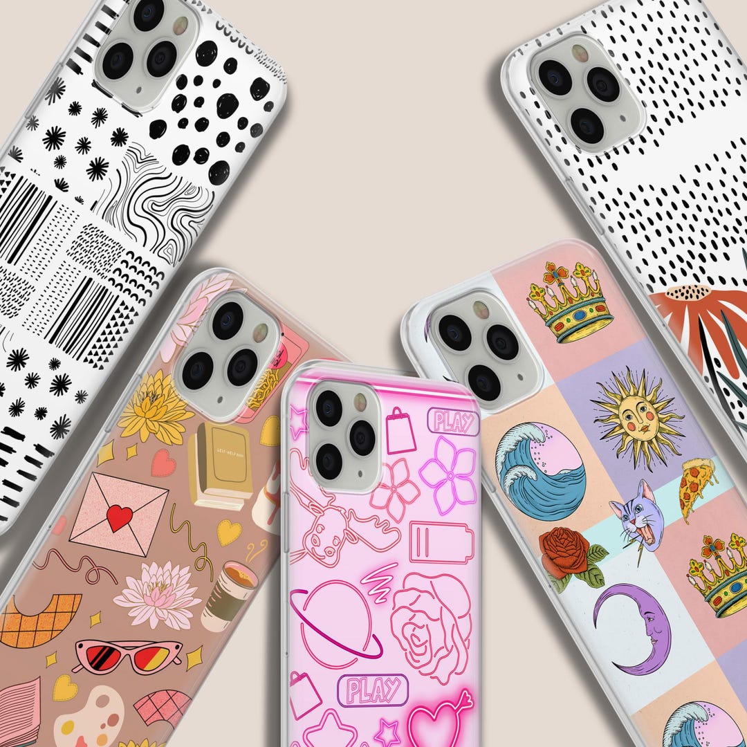 iPhone・スマホケース Society6 Polaroid Pixels VI (Crabapple) by Sarajea Sticker Collage iPhone Case – Neon Dots Aesthetic Gel Cover