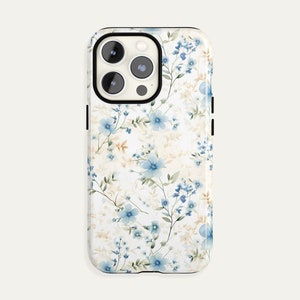 Cute Blue Flowers iPhone Case 15 14 13 12 11 Pro Max, Floral S23 S22 S21 Plus Ultra Case, iPhone X XS XR Case