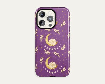 Pink Moon and Stars iPhone 13 12 11 Pro Max Case Celestial, iPhone X XR XS Case, Samsung S10 S20 Case