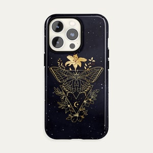 Butterfly Celestial Phone Case iPhone 15 14 13 12 11 Plus Pro Max, Aesthetic Moth Starry Background