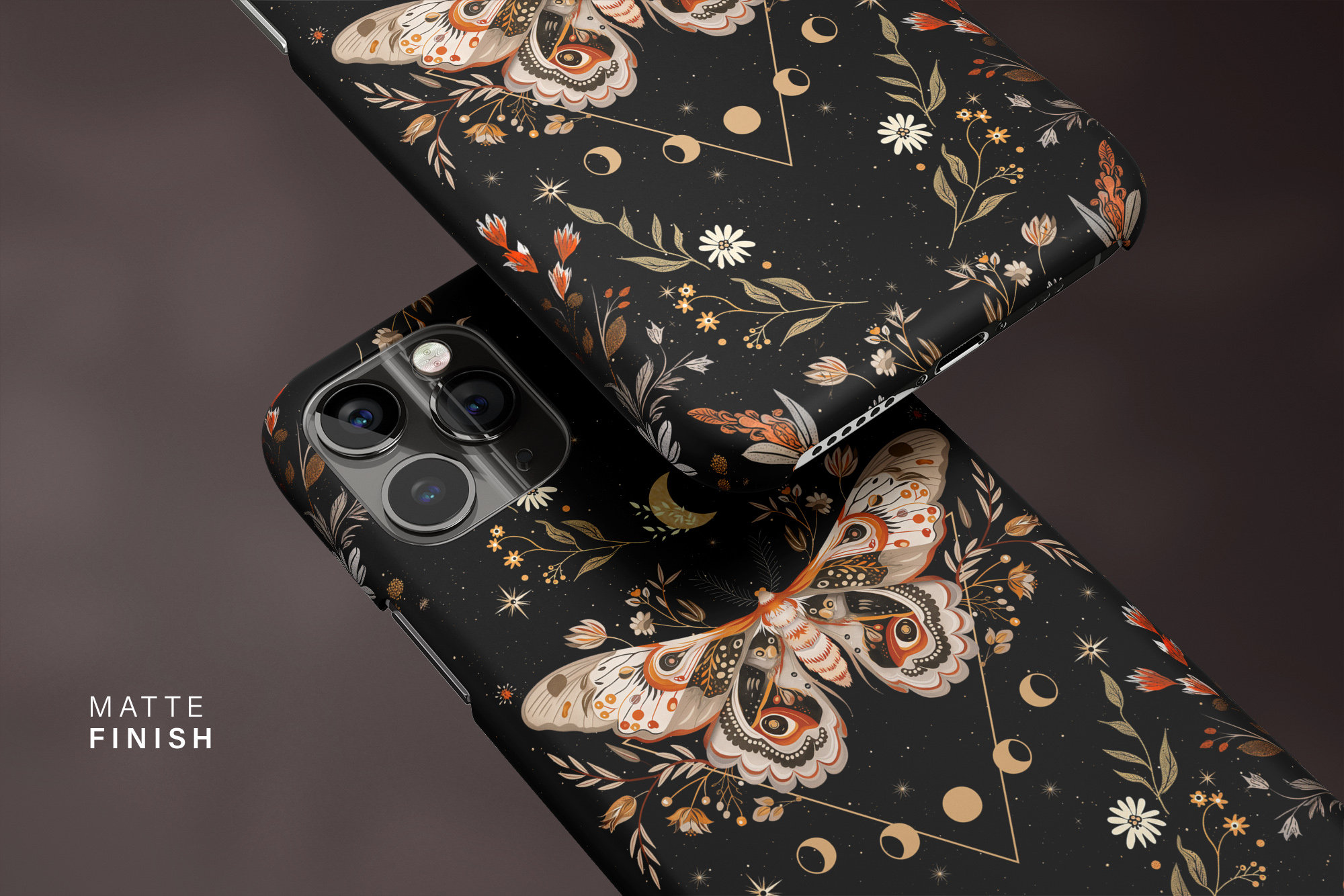 Moth Celestial iPhone Case 15 14 14 13 12 11 Pro Max, Cottagecore S24 S23 S22 Plus Ultra Case, Butterfly iPhone X XR Tough Case