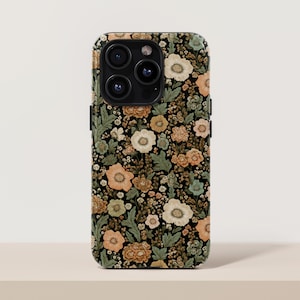 Vintage Boho Floral Phone Case iPhone 16 15 14 Plus Pro Max, Flower Cottagecore S25 S24 S23 Plus Ultra, Botanical Phone Case Gift for Her