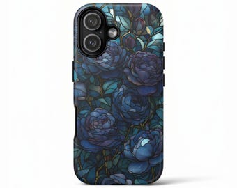 Dark Academia glas-in-lood mozaïek telefoonhoesje iPhone 16 15 14 13 12 11 Pro Max, S25 S24 S23 Ultra, cadeau voor haar