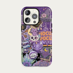 Cute Purple Halloween Collage Phone Case iPhone 15 14 13 12 11 Pro Max, S24 S23 S22 Plus Ultra Case, iPhone X XR Case