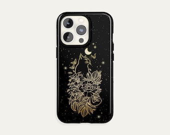 Coque de portable lune et fleurs célestes pour iPhone 17 Pro Max, S26 Ultra
