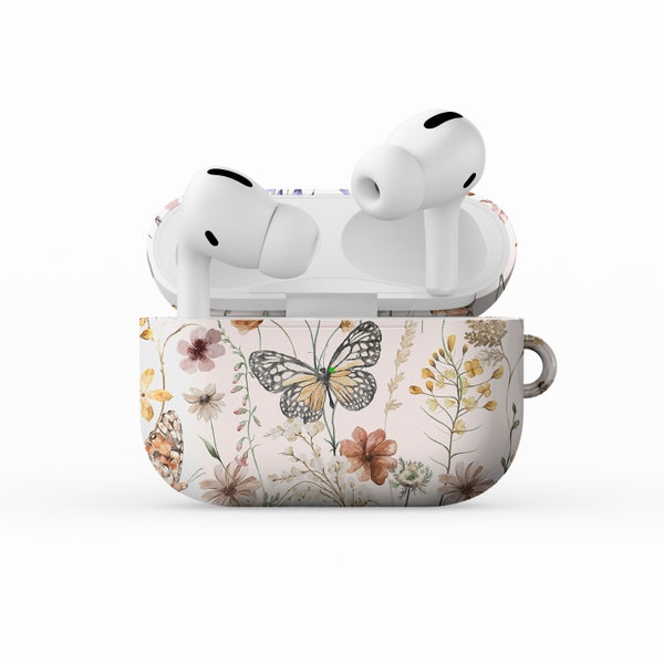 Floral Butterfly AirPods Case Gen 1 2 Pro Gift for Her, AirPods Case 2nd Generation, Cute Airpods Case