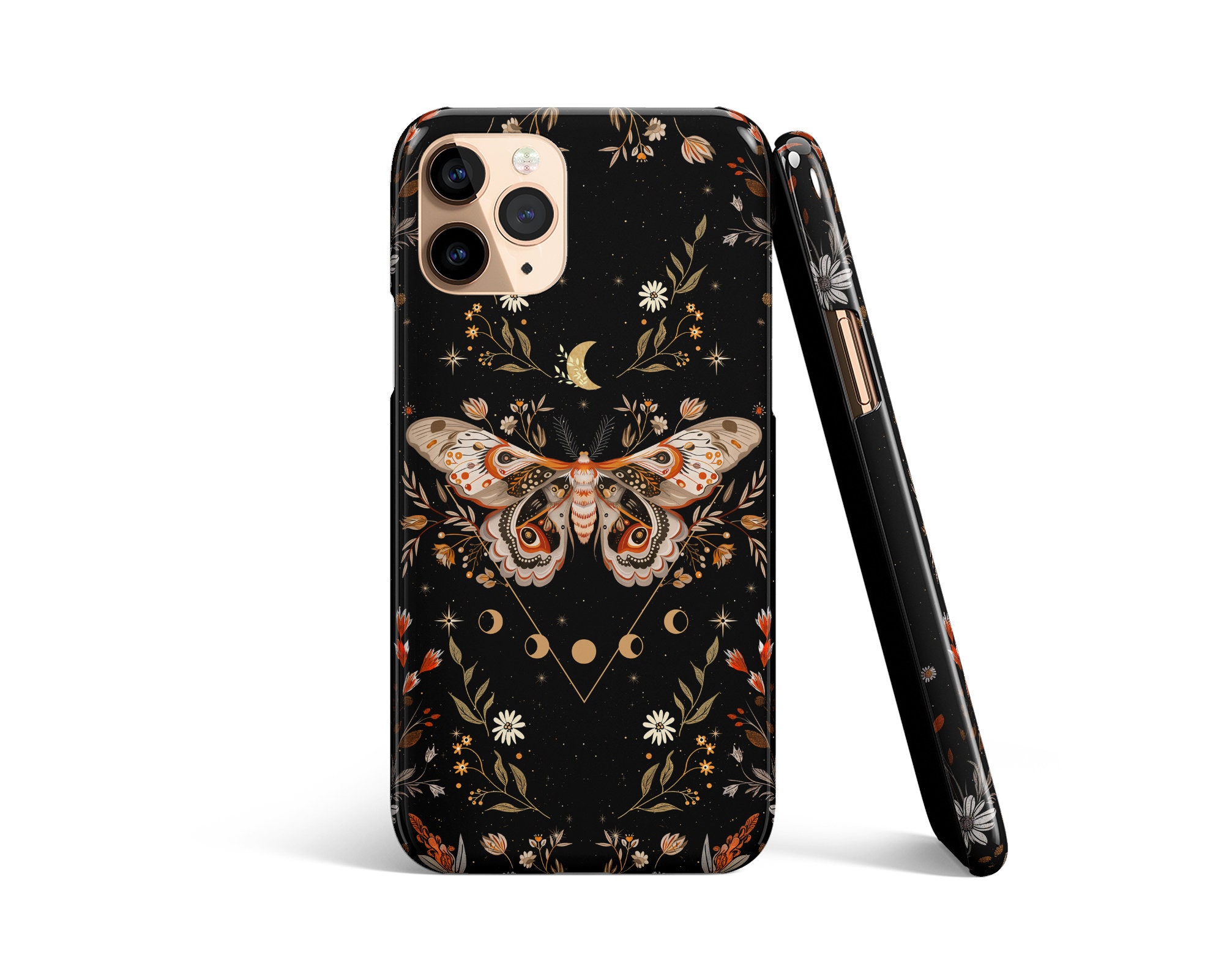 Moth Celestial iPhone Case 15 14 14 13 12 11 Pro Max, Cottagecore S24 S23 S22 Plus Ultra Case, Butterfly iPhone X XR Tough Case