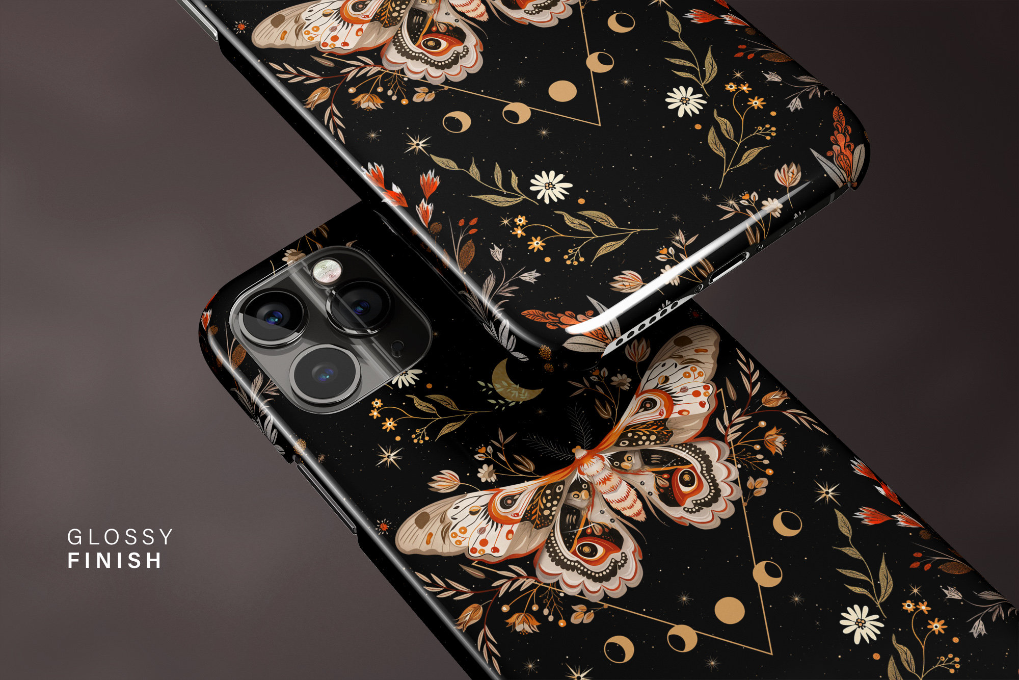 Moth Celestial iPhone Case 15 14 14 13 12 11 Pro Max, Cottagecore S24 S23 S22 Plus Ultra Case, Butterfly iPhone X XR Tough Case