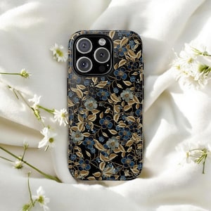 Floral Embroidery Phone Case iPhone 16 15 14 13 Pro Max, S24 S23 Plus Ultra Case, iPhone 12 11 Case, S22 S21 Case - PRINTED