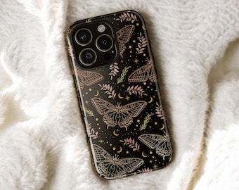 Butterfly Phone Case, Floral MagSafe iPhone 17 Pro Max Case, Moth S26 Ultra Cover