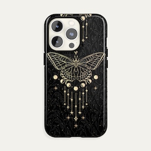 Celestial Butterfly iPhone Case 15 14 14 13 12 11 Pro Max, Cottagecore Galaxy S23 S22 Ultra Case, Botanical Floral iPhone X XR Tough Case
