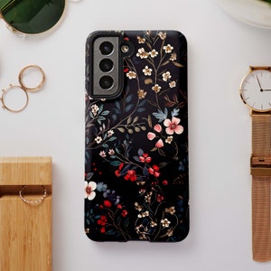 Red White Flowers Phone Case Galaxy S24 S23 S22 S21 Plus Ultra, Galaxy S24 Case, Galaxy S23 Ultra Case, Galaxy S22 Ultra Case