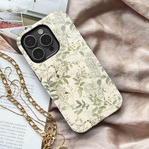 VINTAGE Green iPhone Case 15 14 13 12 11 Pro Max, Floral S23 S22 S21 Plus Ultra Case, iPhone X XS XR Case