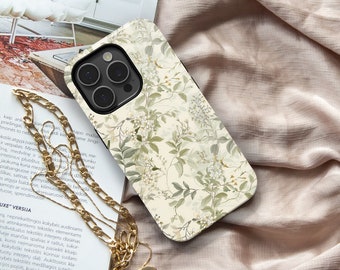 VINTAGE Green iPhone Case 15 14 13 12 11 Pro Max, Floral S23 S22 S21 Plus Ultra Case, iPhone X XS XR Case