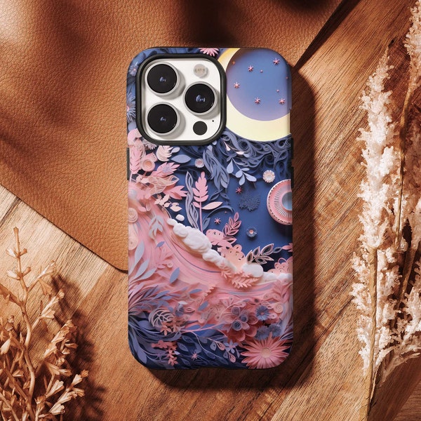 KAWAII Moon iPhone 14 13 12 11 Pro Max Case, Blue Pink  X XR XS Max, S23 Ultra S22 Ultra S23 S22 Plus Case