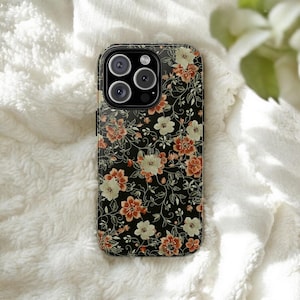 Vintage Floral Embroidery Phone Case iPhone 16 15 14 13 Pro Max, S24 S23 Plus Ultra Case, iPhone 12 11 Case, S22 S21 Case - PRINTED