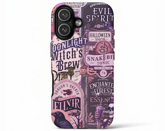 Funda rosa con diseño de poción de bruja de Halloween para iPhone 17 Pro Max y S26 Ultra