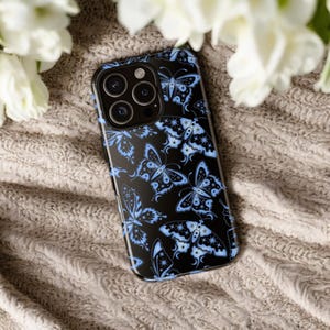 Cute Blue Celestial Butterfly Phone Case iPhone 16 15 14 13 Pro Max, S24 S23 Plus Ultra Case, iPhone 12 11 Case, S22 S21 Case