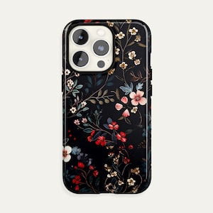 赤と白の野花の iPhone ケース 14 13 12 11 Pro Max、花柄 S23 S22 S21 Plus Ultra ケース、iPhone X XS XR ケース