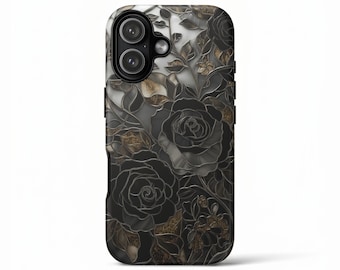 Mozaïek-telefoonhoesje, bloemen gebrandschilderd glas iPhone 17 Pro Max-hoesje, S26 Ultra-hoes