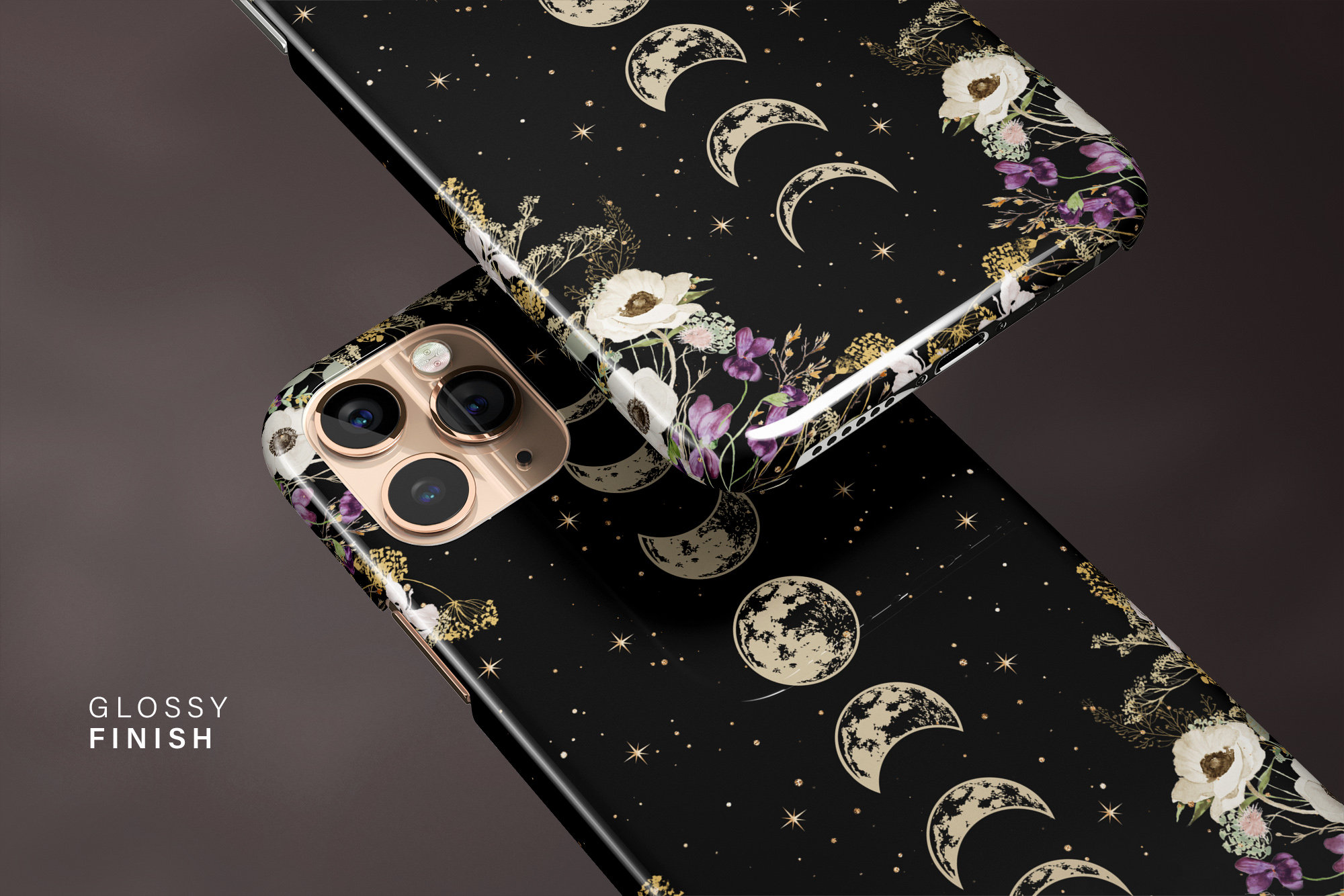 Iphone Rx Fake Moon Moon Phases Celestial iPhone Case 15 14 13 12 11 Pro Max, Floral S23 ...