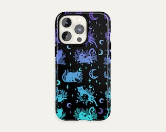 Celestial Cat iPhone Case Moon Stars Mystic Cosmic Night Gift
