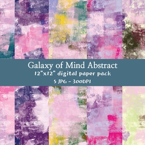 Galaxy of Mind Abstract Art, 5 Digital Papers Colorful Pattern Background Printable Simple Papers Scrapbooking Paper Pack Instant Download