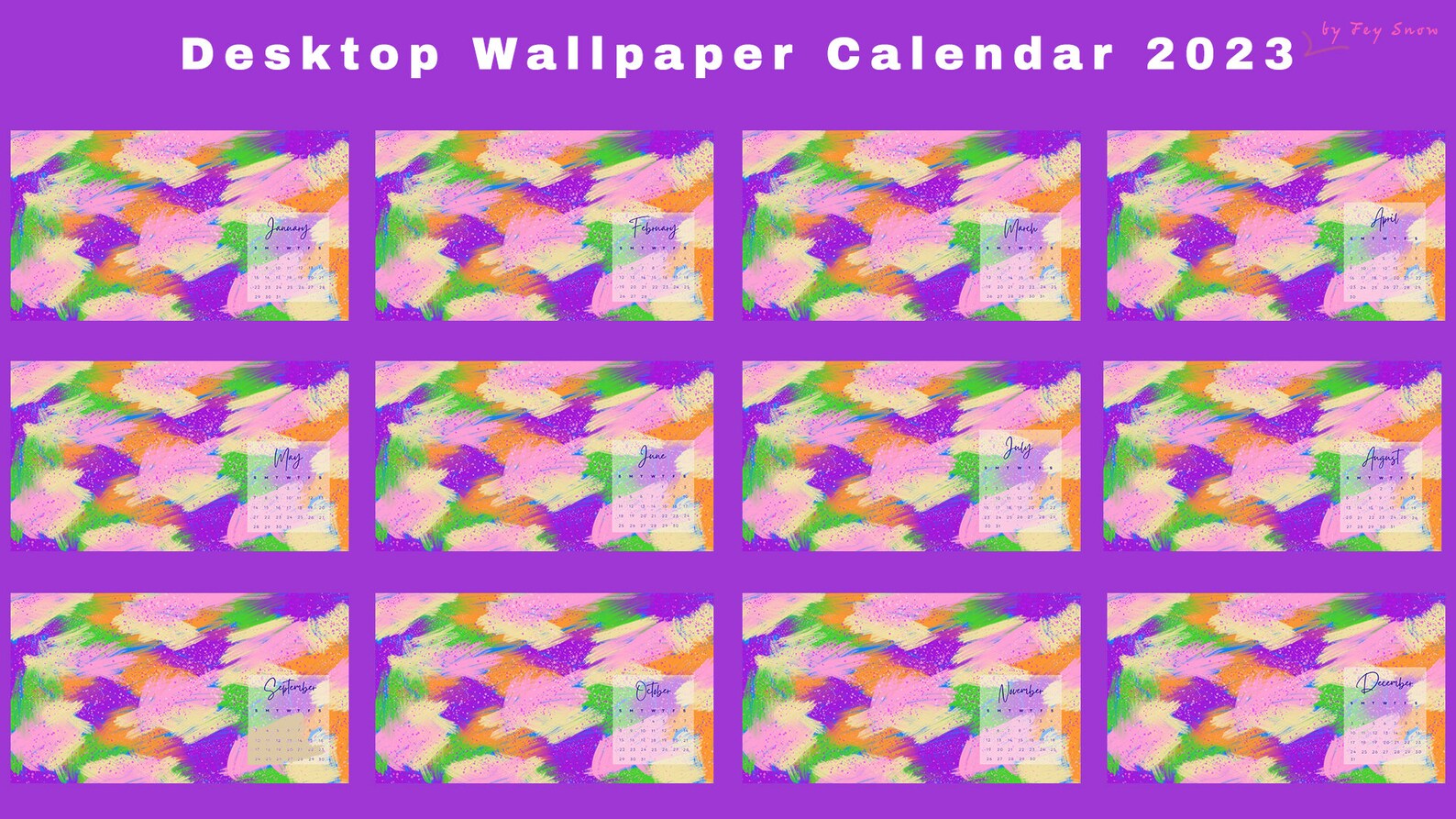 2023 Desktop Wallpaper Calendar Pink Purple Desktop Etsy