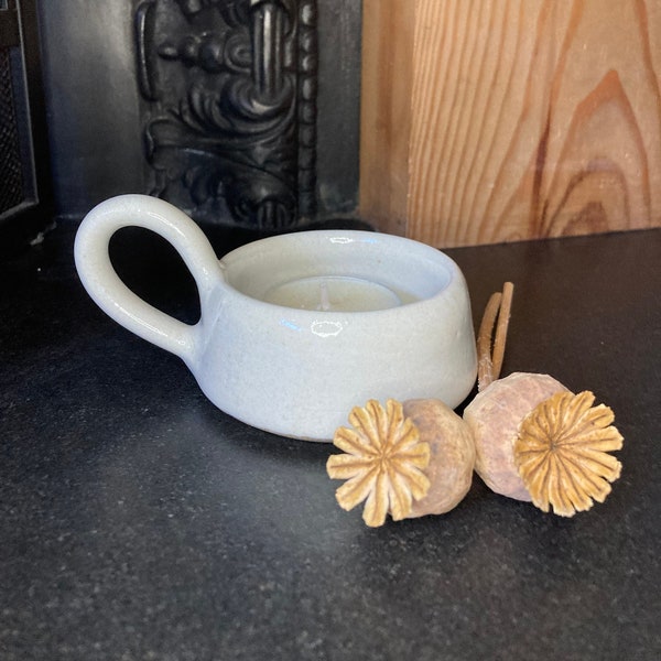 Ceramic tealight holder - Stoneware- Candle Holder - Milk white cup