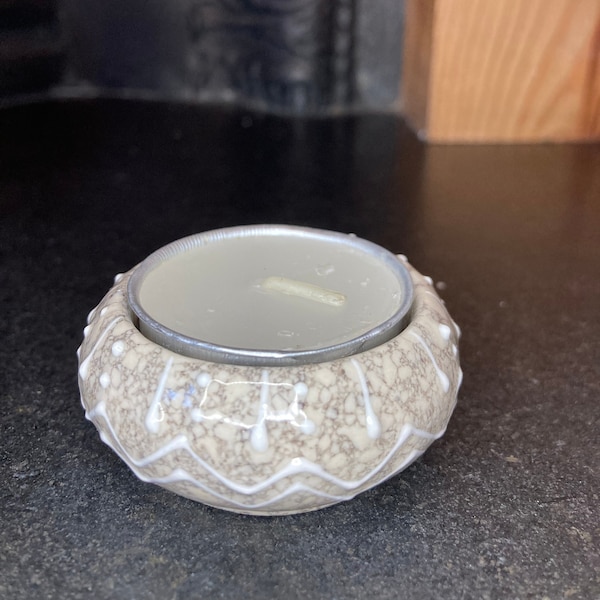 Ceramic tealight holder - stoneware - glazed