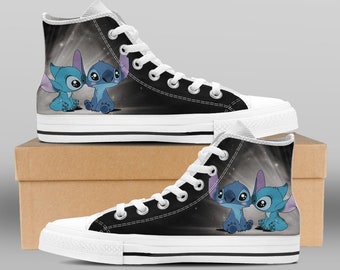 Casual Shoes Custom Movie Shoes Custom High Top Disney Printable Shoes Lilo And Stitch Custom High Top Stitch Custom Canvas Shoes