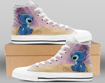 Casual Shoes Custom Movie Shoes Custom High Top Disney Printable Shoes Lilo And Stitch Custom High Top Stitch Custom Canvas Shoes