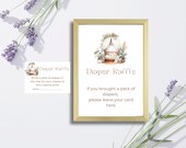 Elegant Baby Shower Diaper Raffle Sign & Cards Digital Download B1