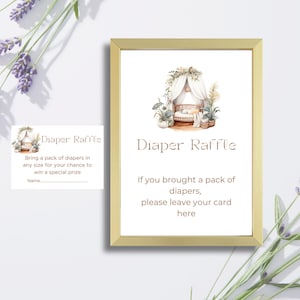 printable diaper raffle sign and cards for baby shower