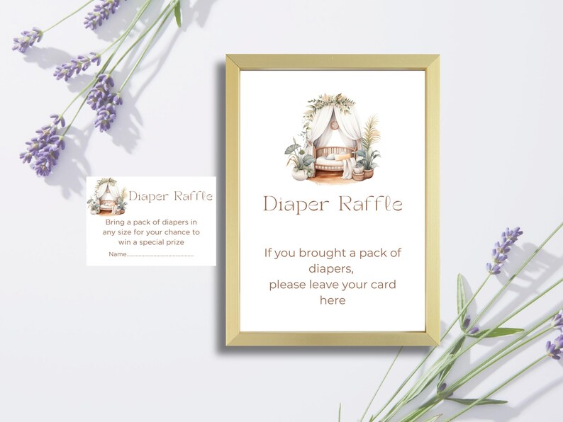 printable diaper raffle sign and cards for baby shower