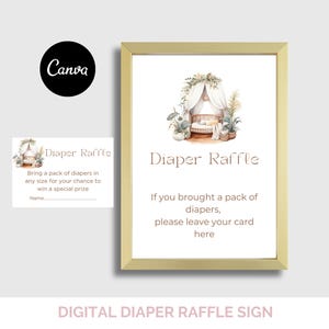 printable diaper raffle sign and cards for baby shower