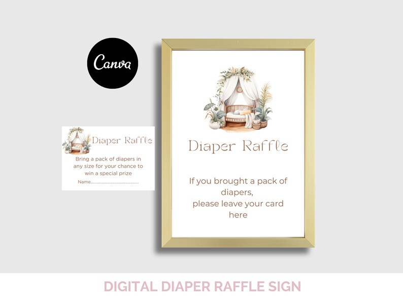 printable diaper raffle sign and cards for baby shower